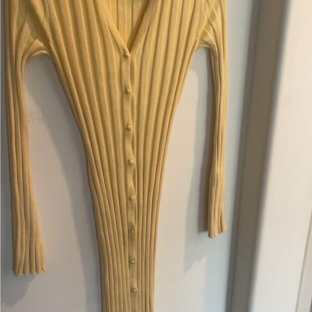 Missguided Petite Yellow Ribbed Midi Dress